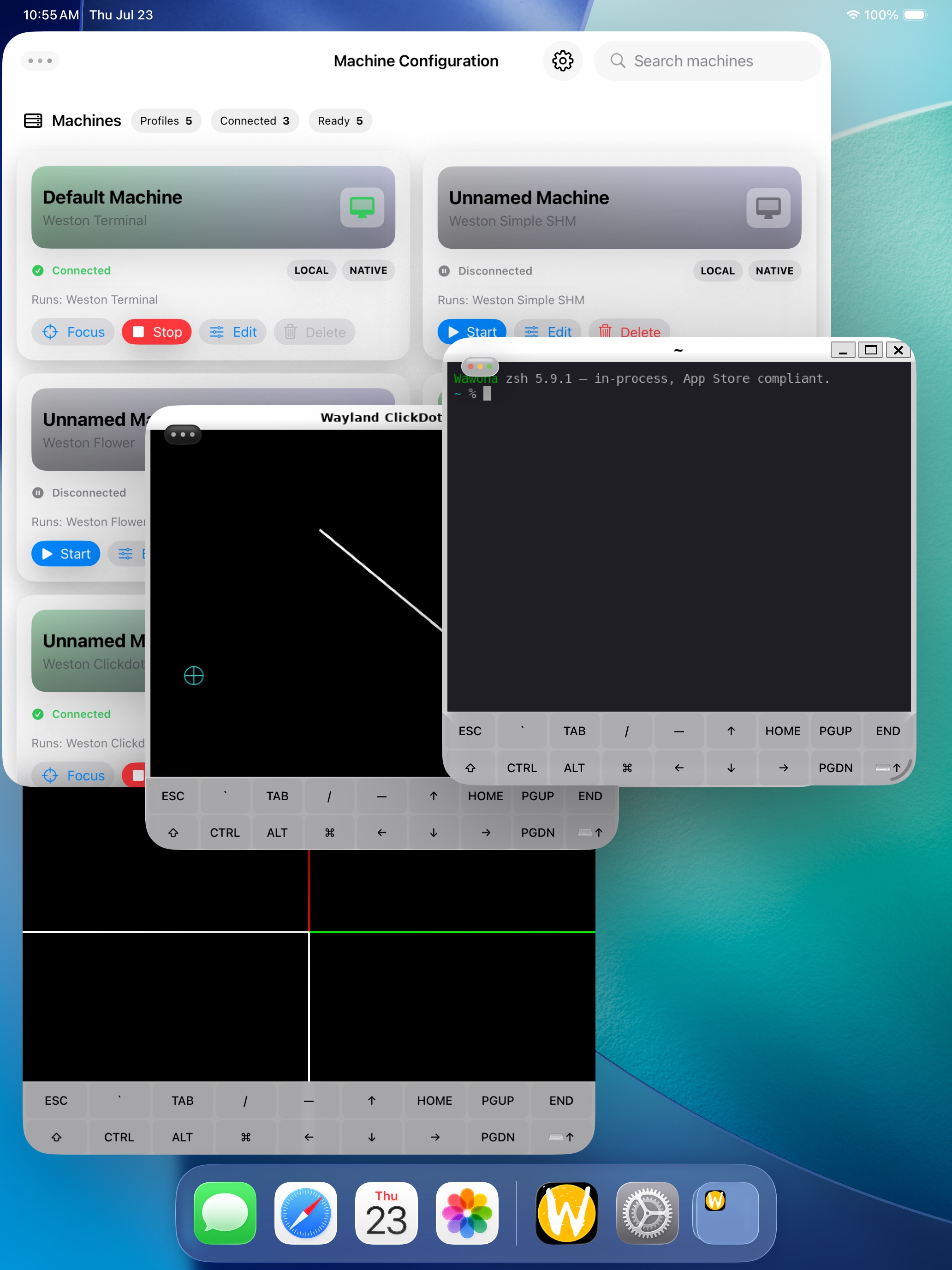 Wawona Machines and nested clients on iPad