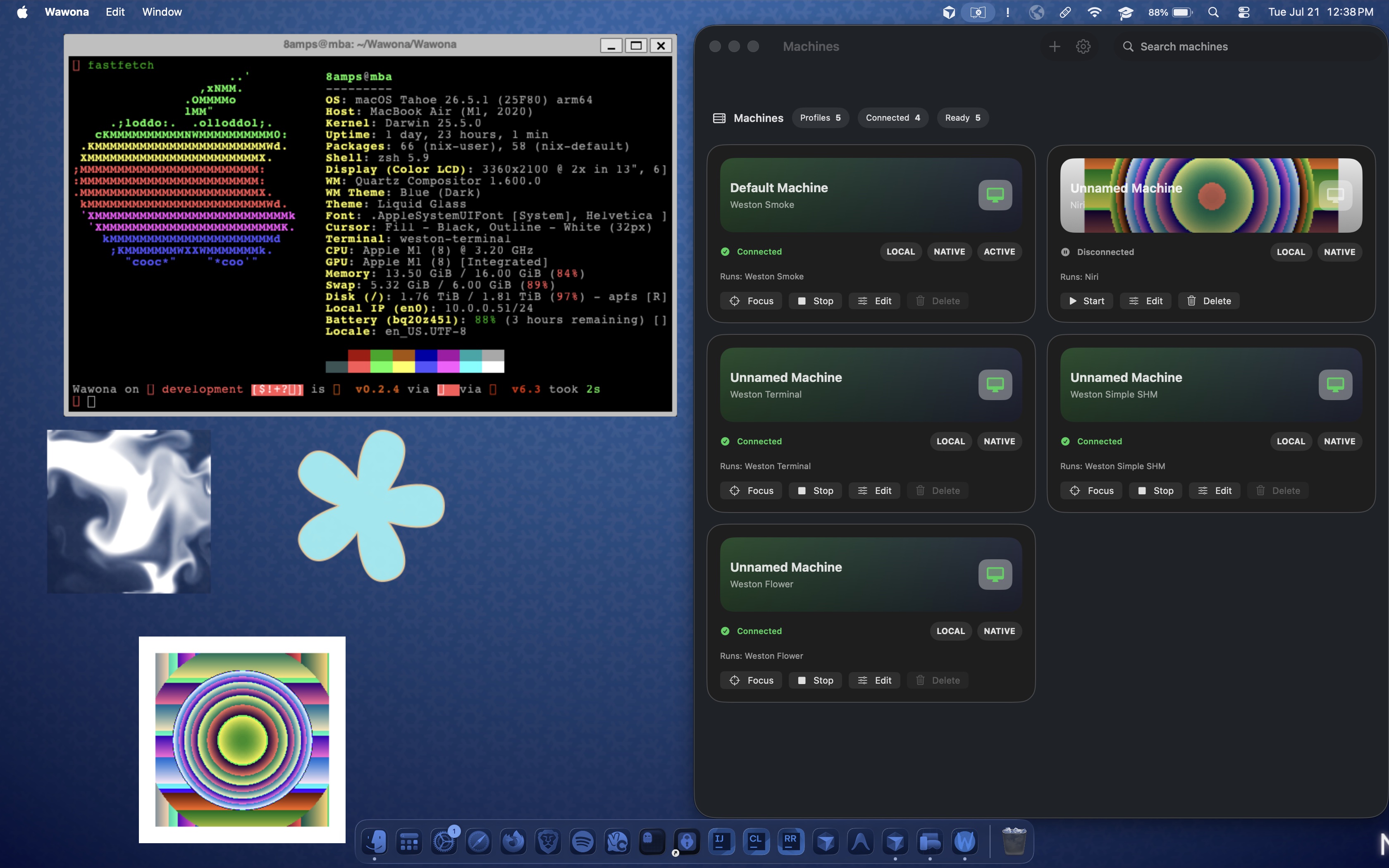 Wawona Machines on macOS with nested Weston and Niri clients