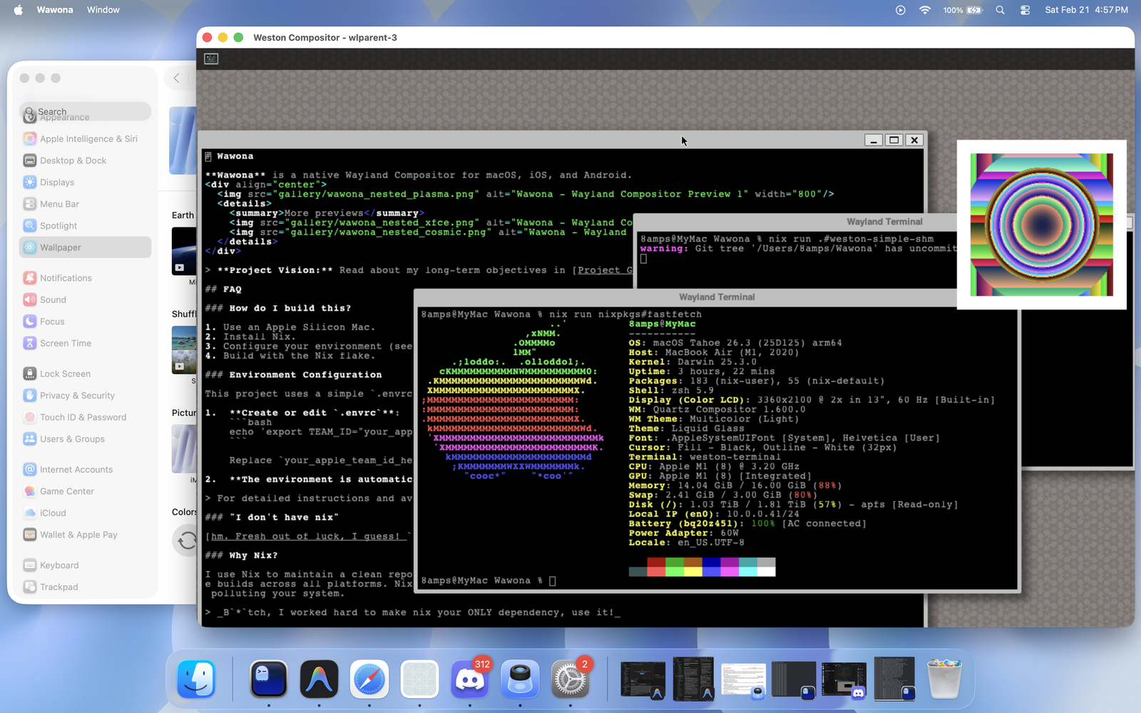 Wawona
                        native
                        compositing
