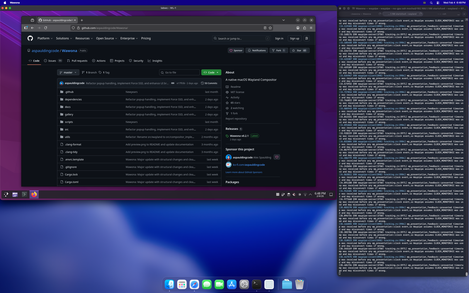 KDE
                        Plasma
                        nested in Wawona